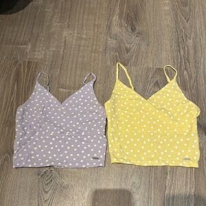 Yellow and Purple Floral Crop Tops